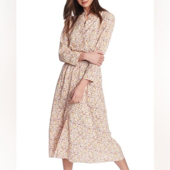 COURT & ROWE Dresses & Skirts - Court & Rowe Woodland Ditzy Floral Ivory Midi Shirtdress